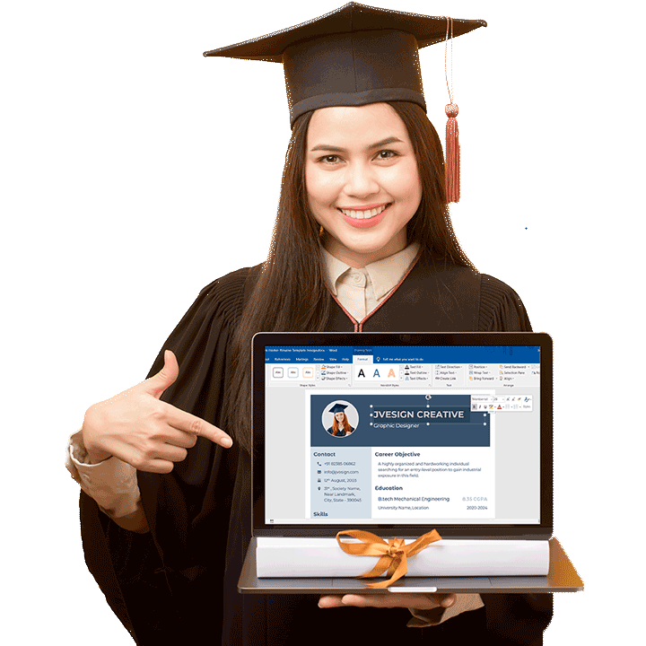 Girl-holding-Resume-for-fresher-in-laptop-jvesign